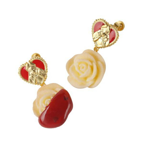 アリス/ホワイトローズクッキー イヤリング（ペア）【ディズニー  