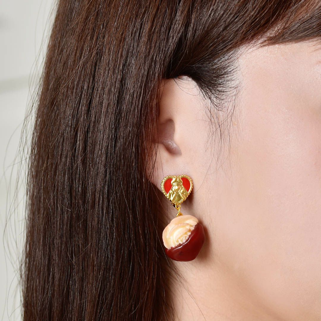 アリス/ホワイトローズクッキー イヤリング（ペア）【ディズニー  