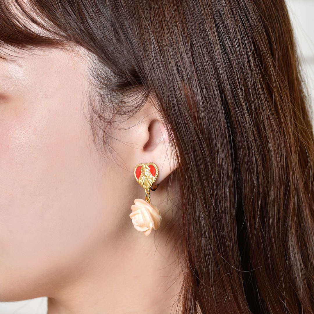 アリス/ホワイトローズクッキー イヤリング（ペア）【ディズニー  