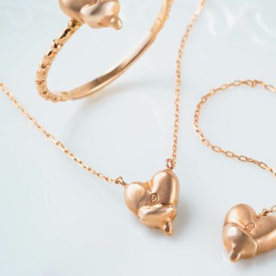 【K10/Pink Gold】メルティーハート ネックレス