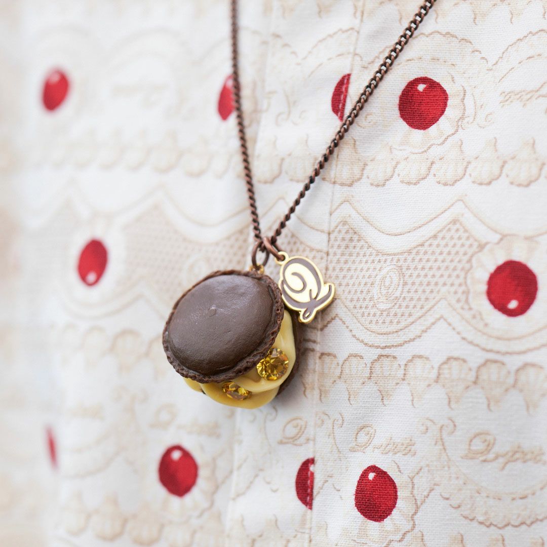 ブラウニーカスタードマカロン ネックレス イエロー オンラインショップ限定