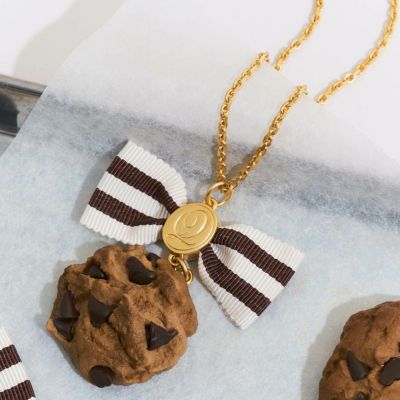 チョコレートチップ リボンクッキー ネックレス
