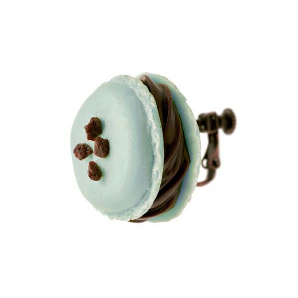 チョコミント　マカロン　イヤリング