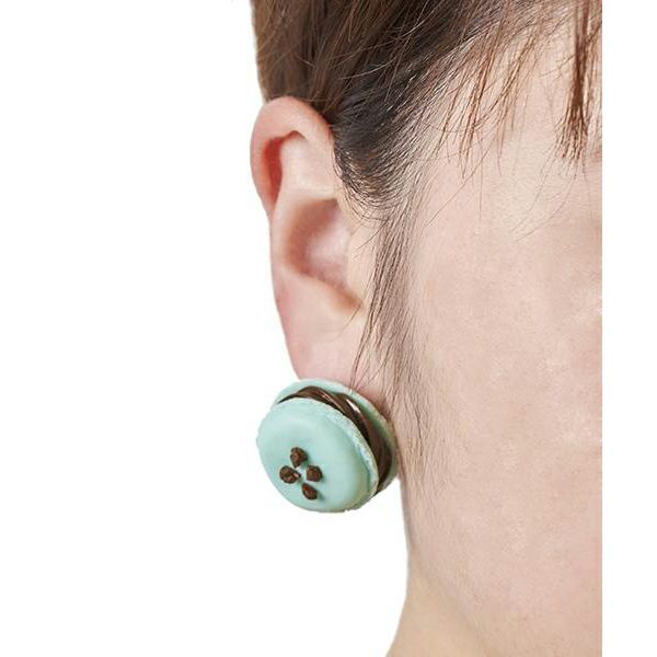 チョコミント　マカロン　イヤリング