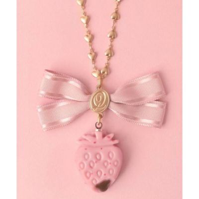 ストロベリーガナッシュリボン ネックレス(Pink)