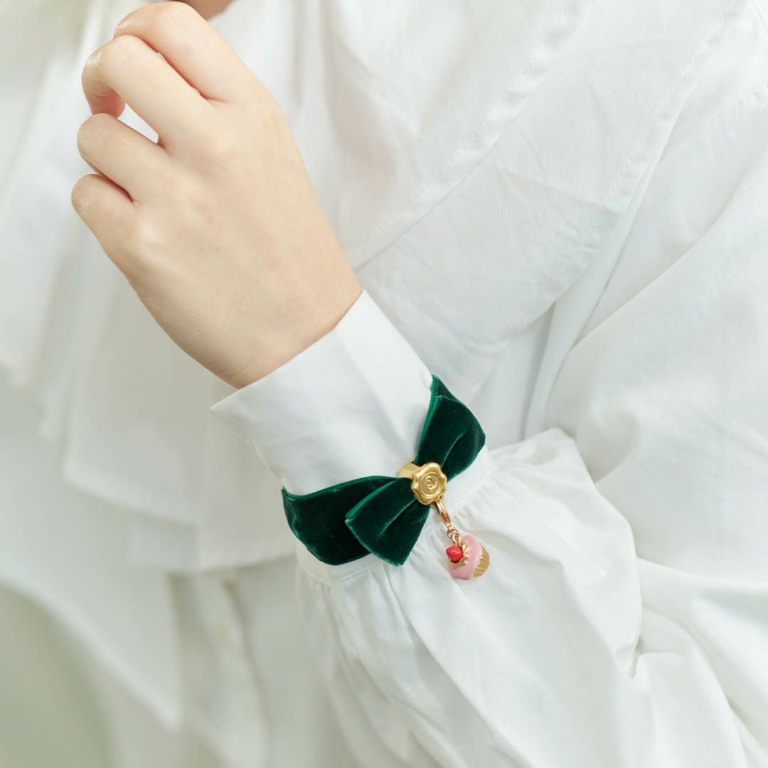 ブレスレット/エラベルシアワセ ベルベットリボン(グリーン) | Q-pot