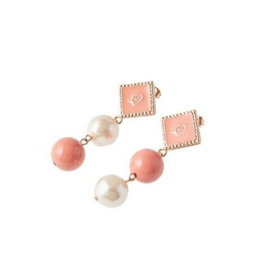 ストライプキャンディーパール ピアス(ピンク)（ペア）