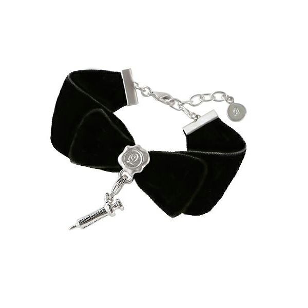 ブレスレット/エラベルシアワセ ベルベットリボン(ブラック×シルバー