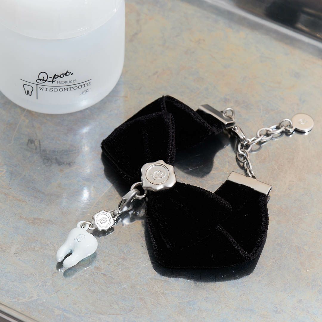 ブレスレット/エラベルシアワセ ベルベットリボン(ブラック×シルバー