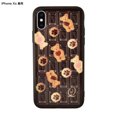 テディベア×チョコレート ハードガラススマホケース　- iPhoneX/Xs