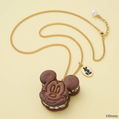 ミッキーマウス / チョコミント クッキーサンドアイス ネックレス【ディズニー アクセサリー】