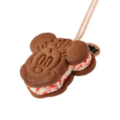 ミニーマウス / ラズベリー クッキーサンドアイス ネックレス【ディズニー アクセサリー】