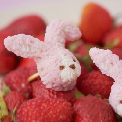ストロベリーミルクなうさぎ クッキーのカオ イヤリング | Q-pot