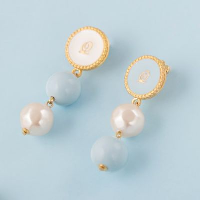 【残り1点】ストライプキャンディ パール ピアス（ライトブルー）（ペア）