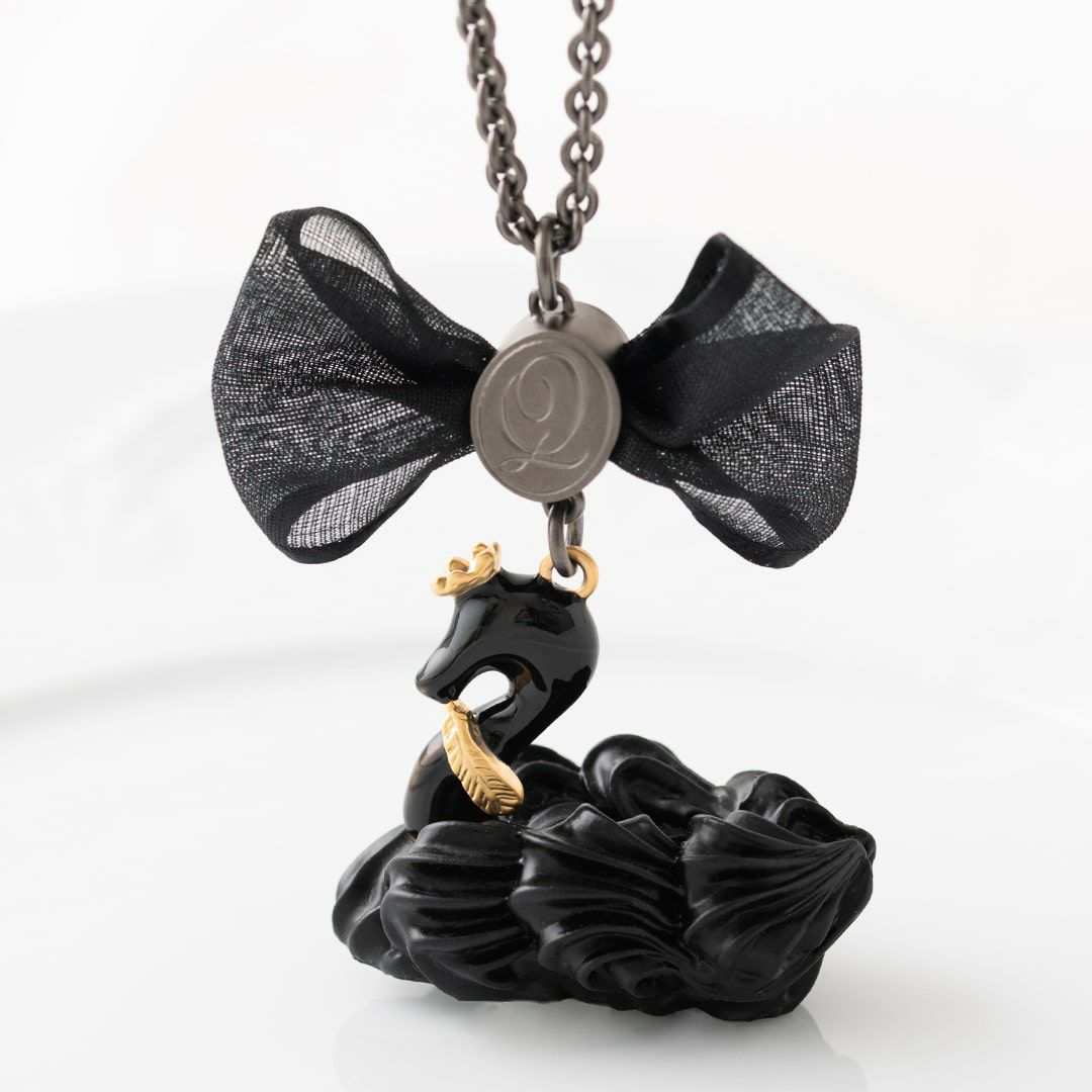 バレエコア スワン ブラック リボン ネックレス