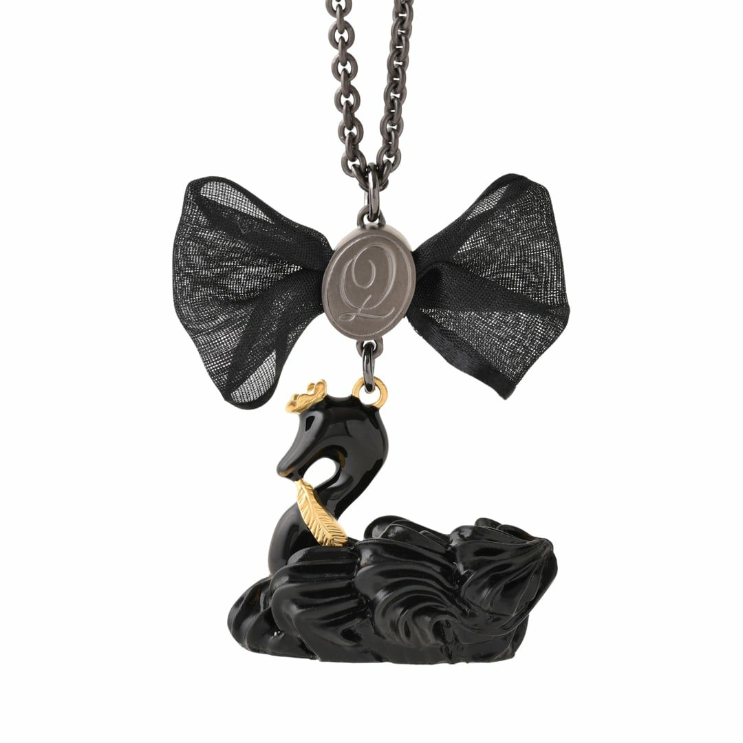 バレエコア スワン ブラック リボン ネックレス