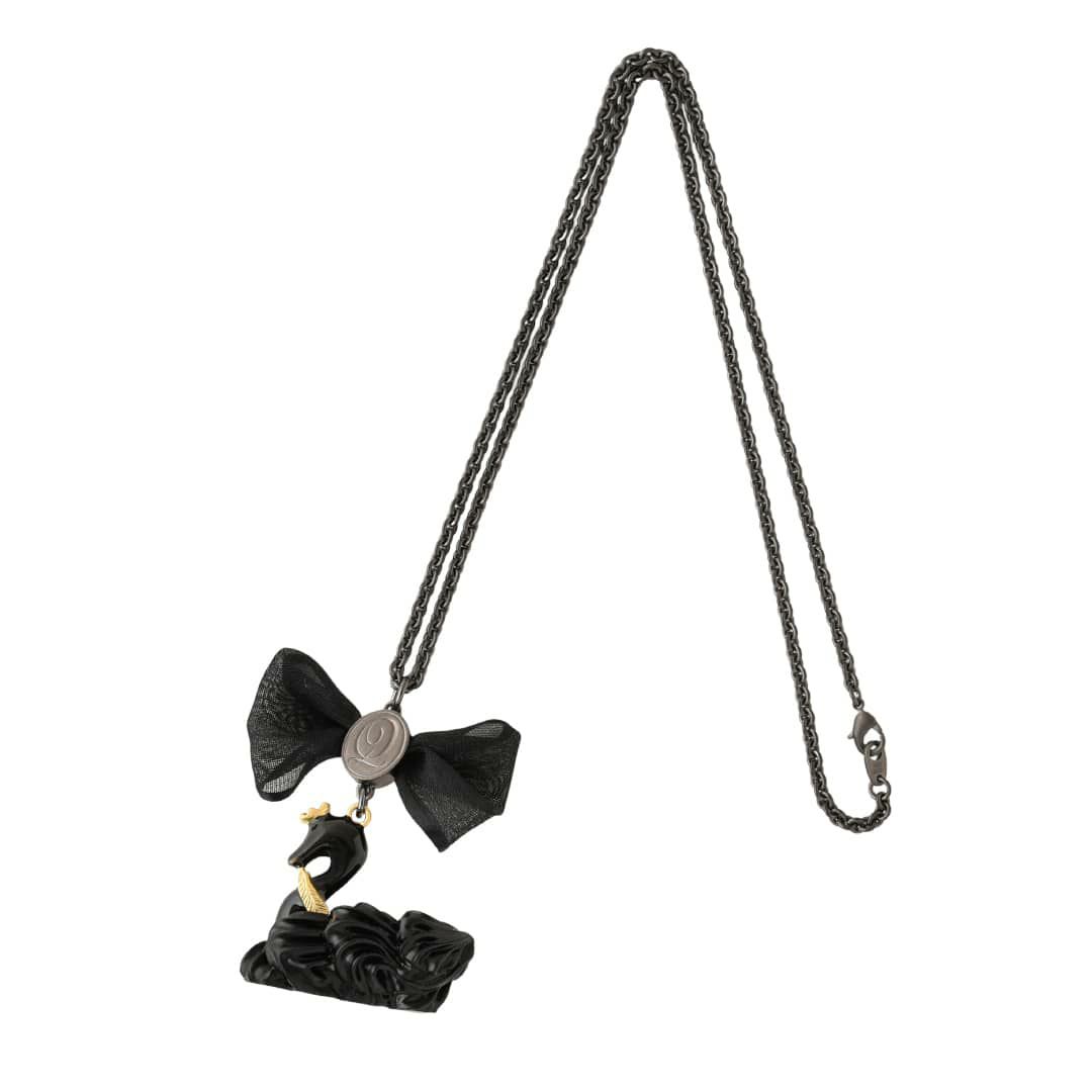 バレエコア スワン ブラック リボン ネックレス