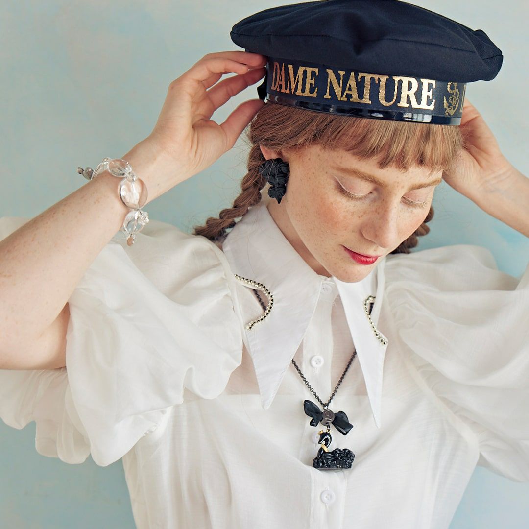 バレエコア スワン ブラック リボン ネックレス