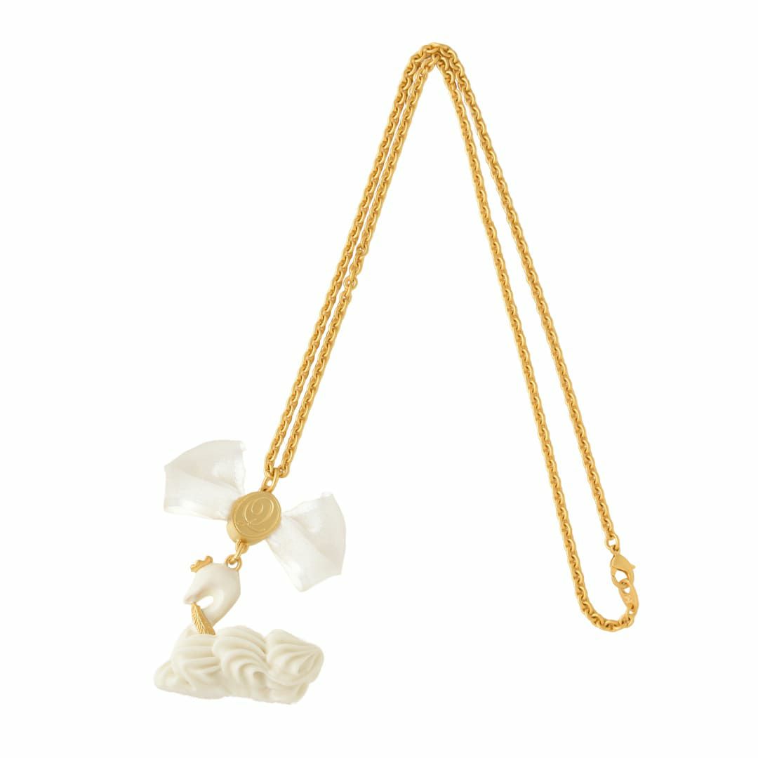 バレエコア スワン ホワイト リボン ネックレス