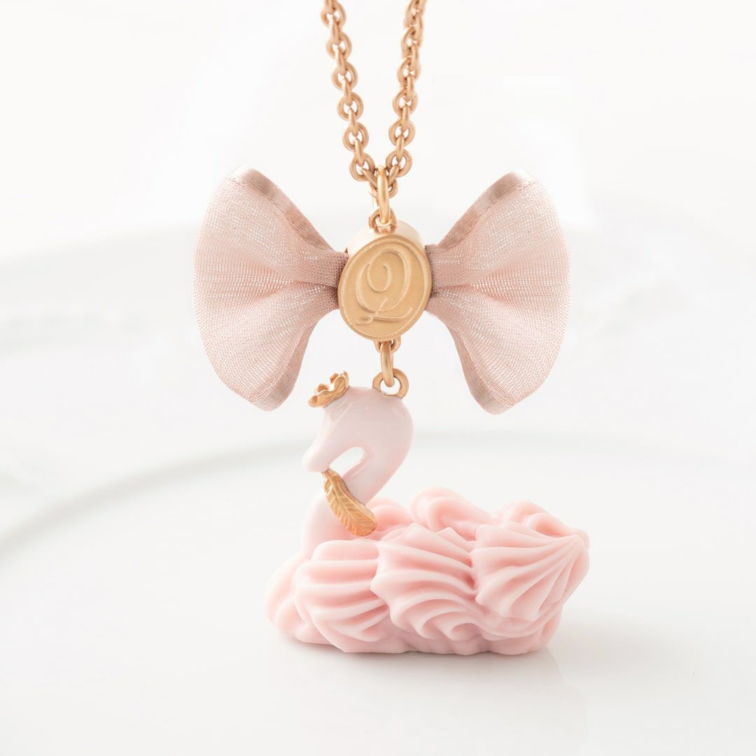 バレエコア スワン ピンク リボン ネックレス
