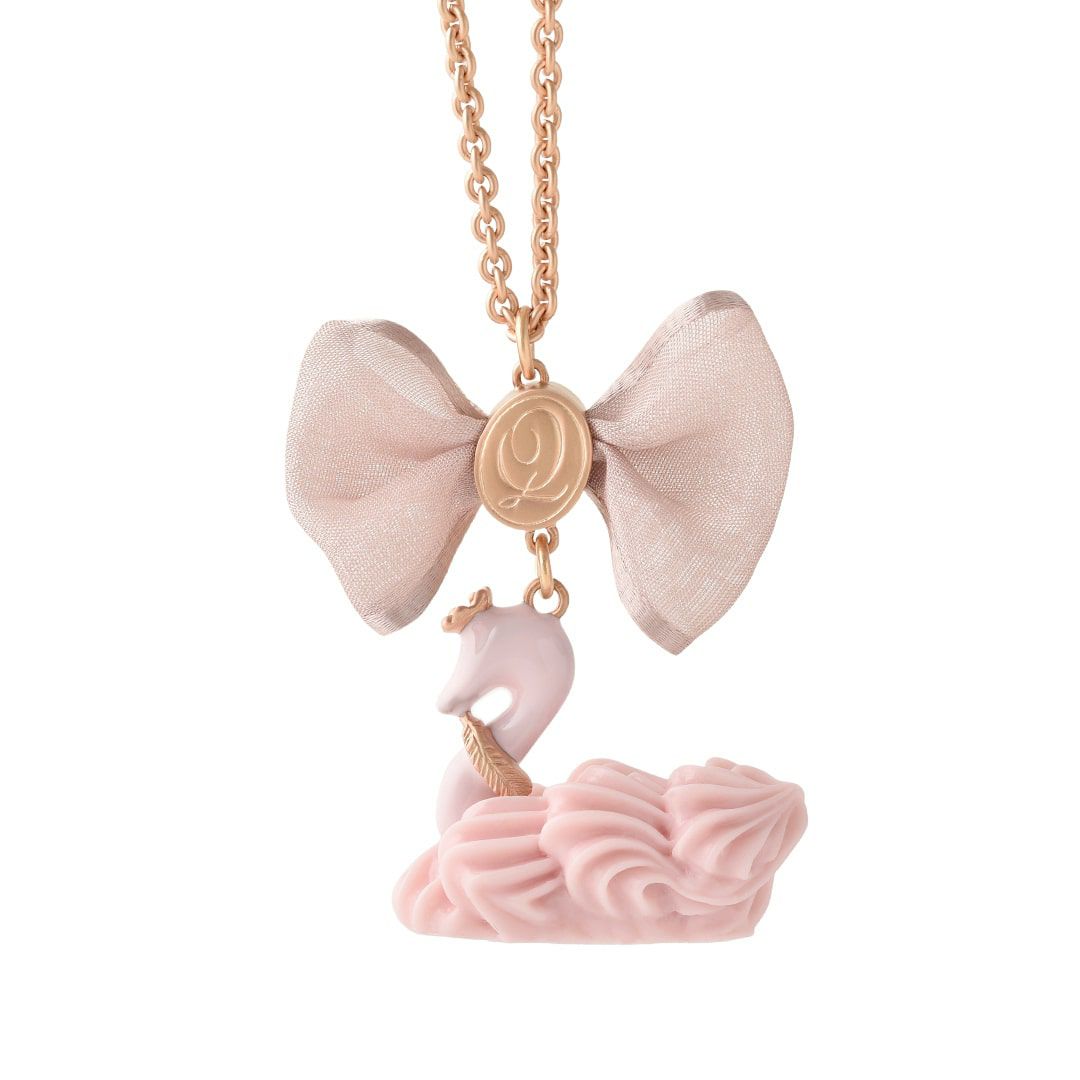 バレエコア スワン ピンク リボン ネックレス