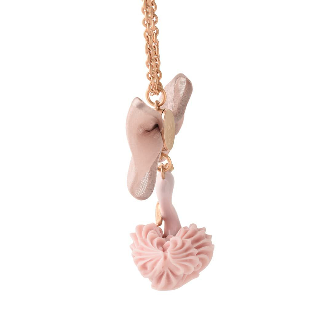 バレエコア スワン ピンク リボン ネックレス