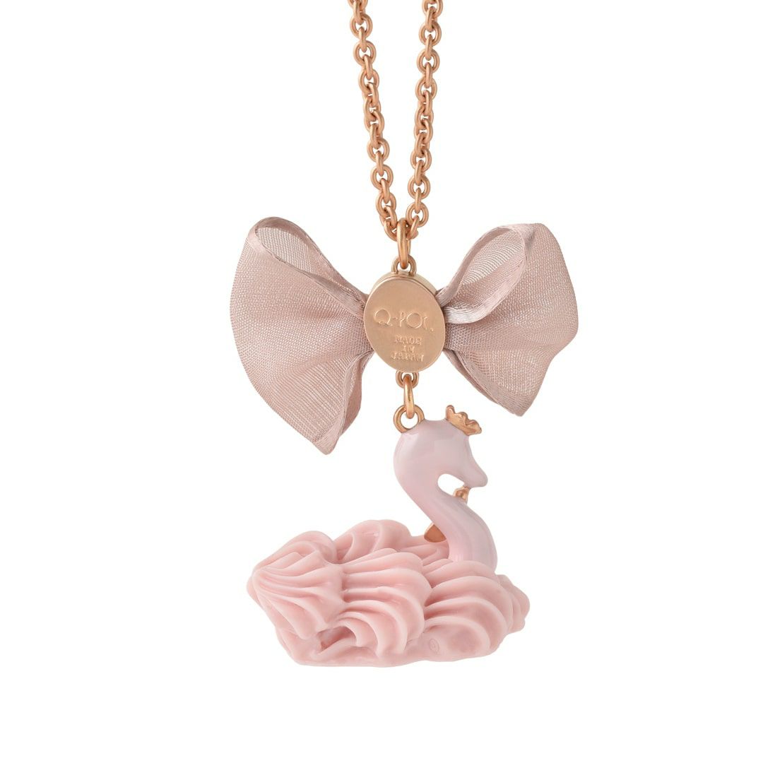 バレエコア スワン ピンク リボン ネックレス