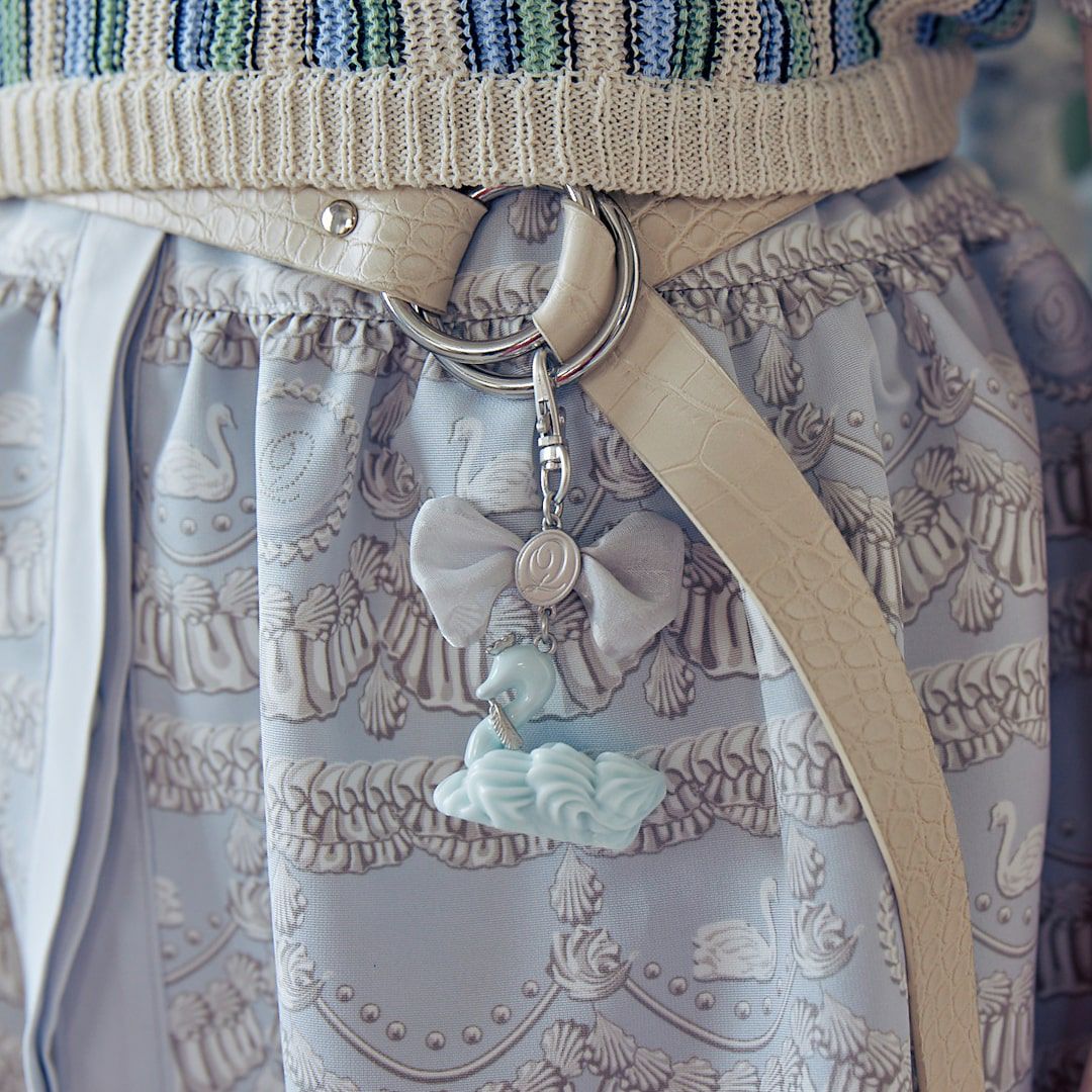 バレエコア スワン ブルー リボン バッグチャーム