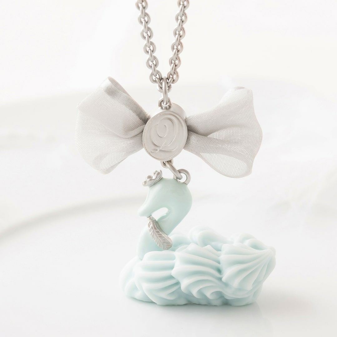 バレエコア スワン ブルー リボン ネックレス