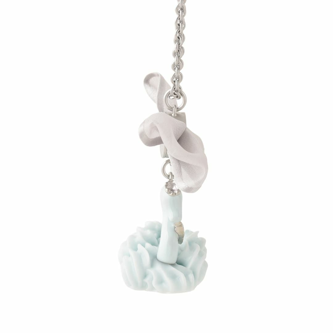 バレエコア スワン ブルー リボン ネックレス