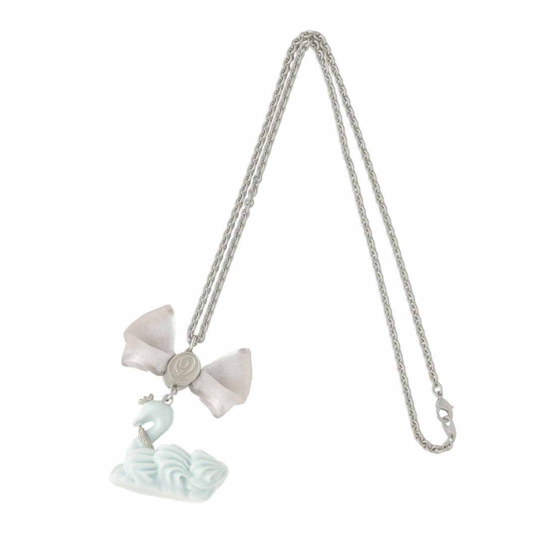 バレエコア スワン ブルー リボン ネックレス