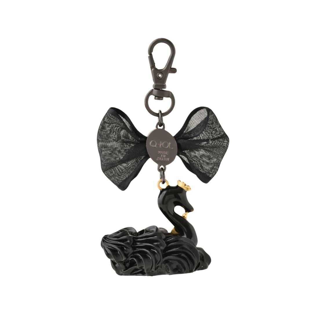 バレエコア スワン ブラック リボン バッグチャーム