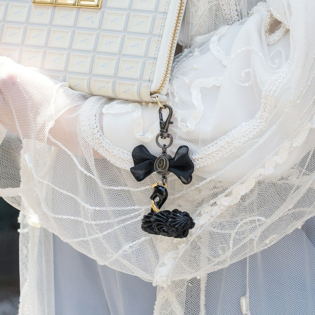 バレエコア スワン ブラック リボン バッグチャーム