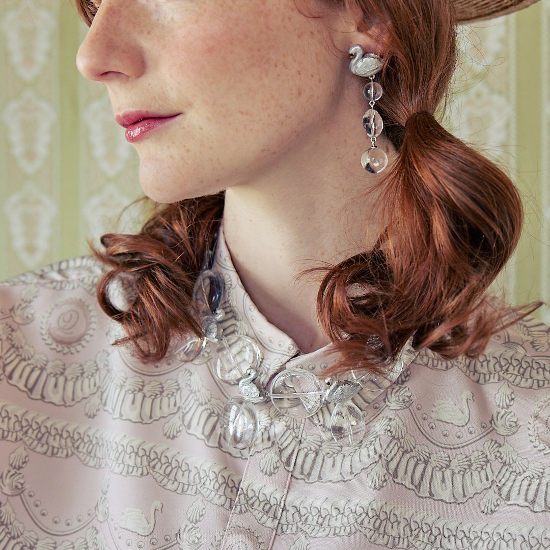 バレエコア スワン クリア ネックレス