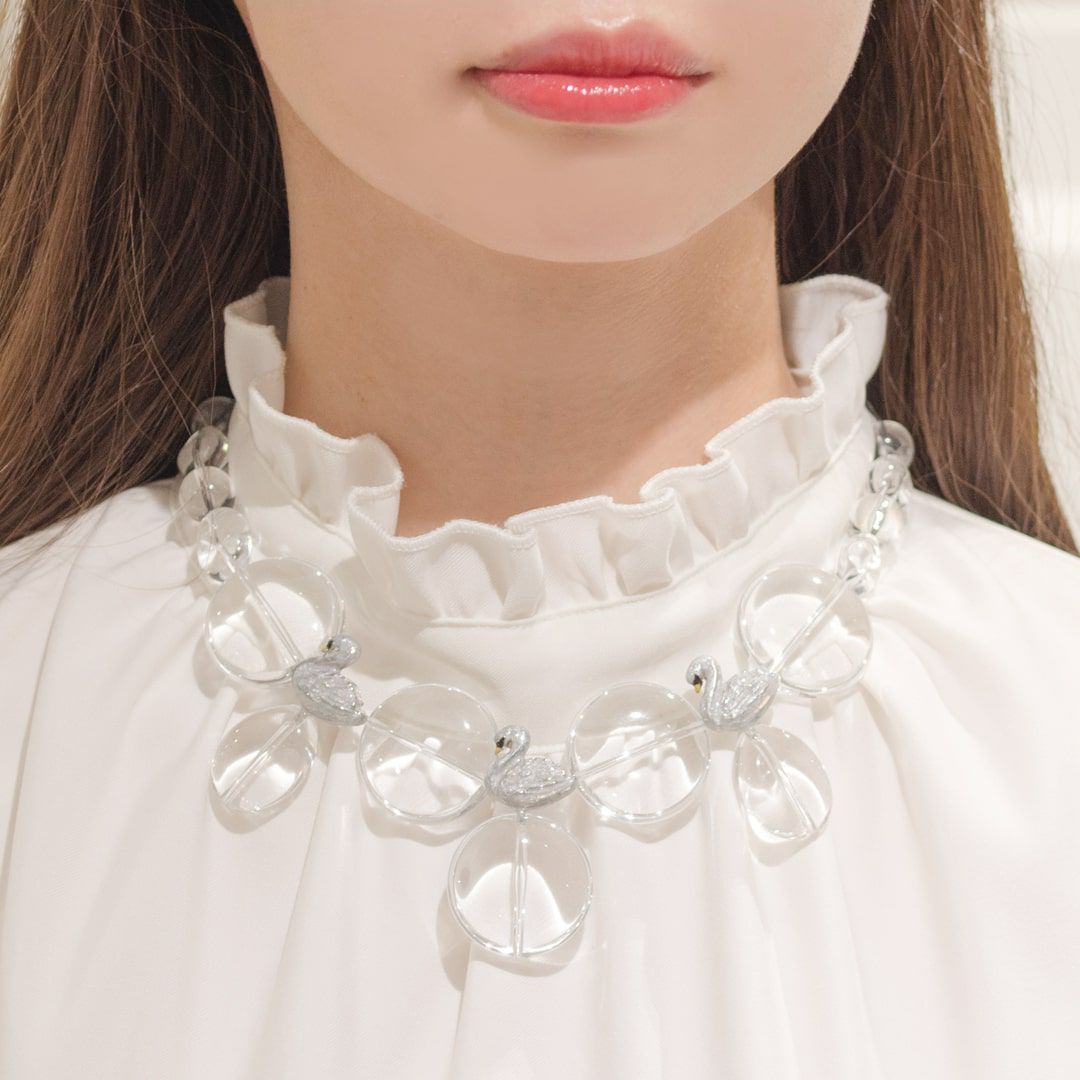 バレエコア スワン クリア ネックレス