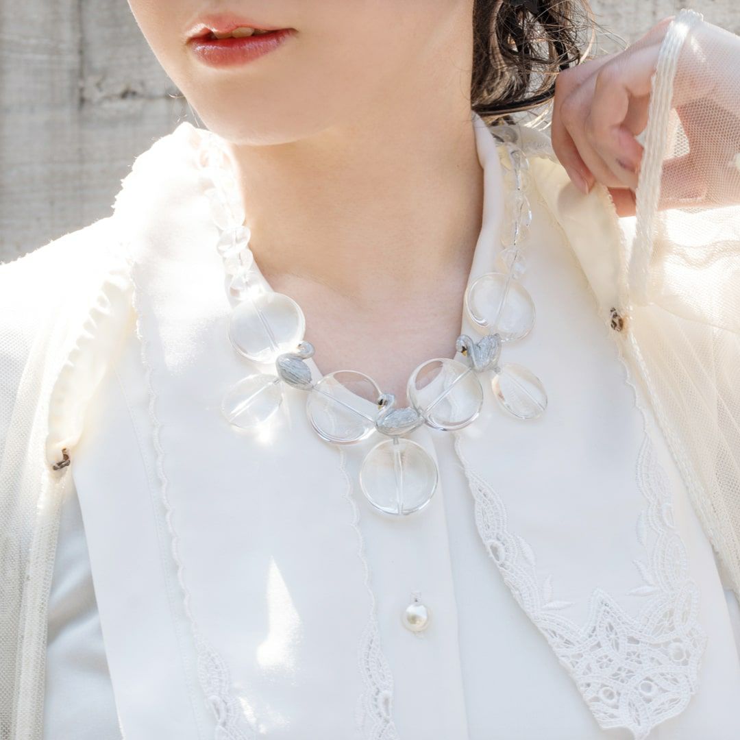 バレエコア スワン クリア ネックレス