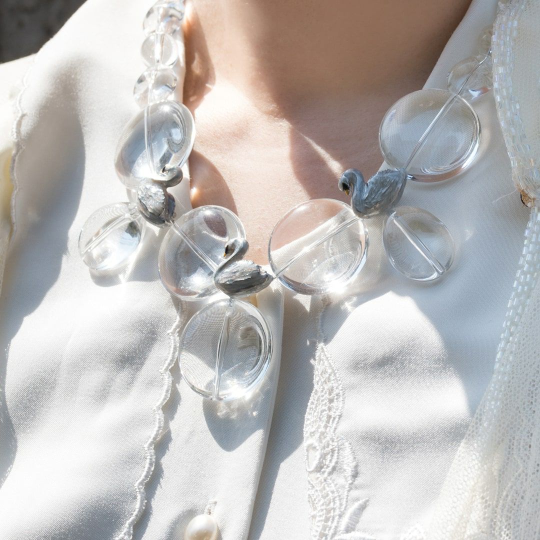 バレエコア スワン クリア ネックレス