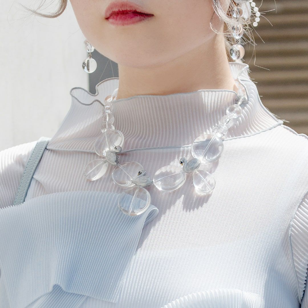 バレエコア スワン クリア ネックレス