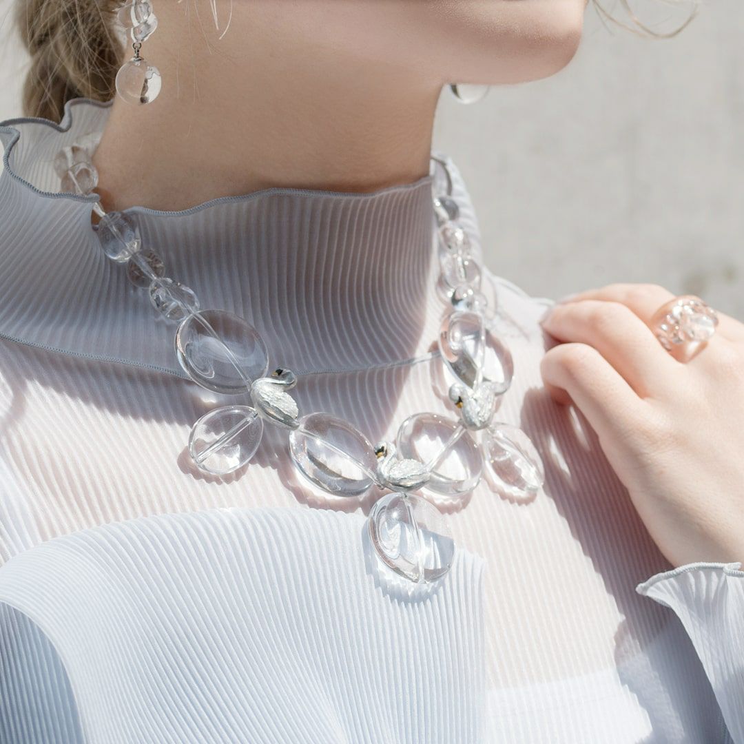 バレエコア スワン クリア ネックレス