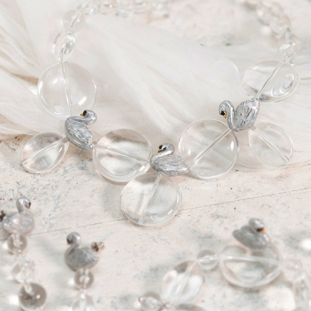 バレエコア スワン クリア ネックレス