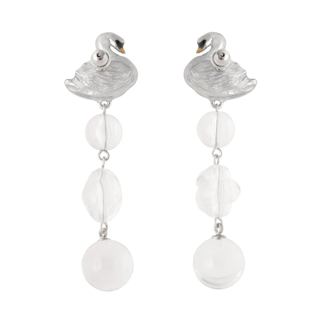 バレエコア スワン クリア ピアス