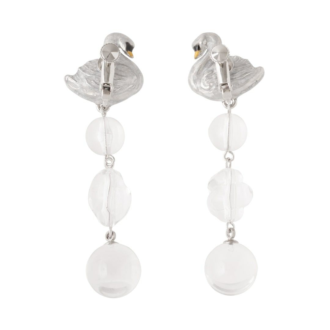 バレエコア スワン クリア イヤリング