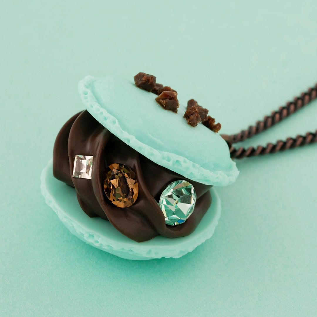 チョコミント　マカロン　ネックレス