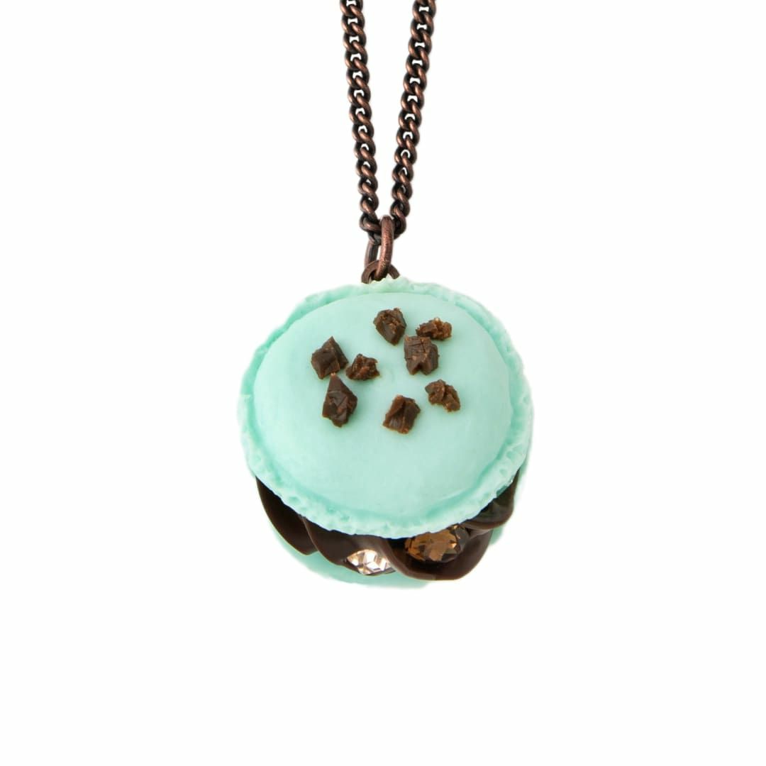 チョコミント　マカロン　ネックレス