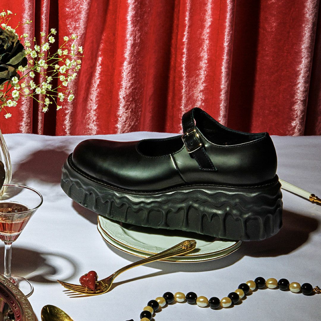 本革 メルティングチョコレート　メリージェーン（ブラック） シューズ