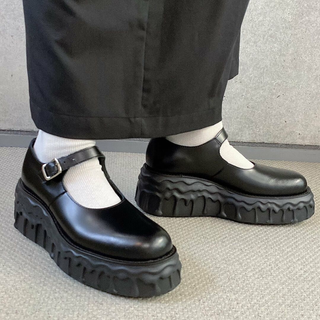 本革 メルティングチョコレート　メリージェーン（ブラック） シューズ