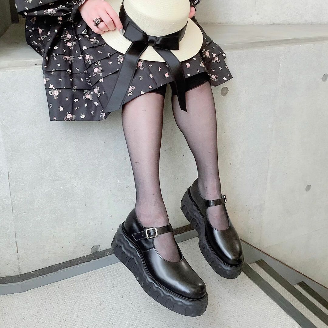 本革 メルティングチョコレート　メリージェーン（ブラック） シューズ