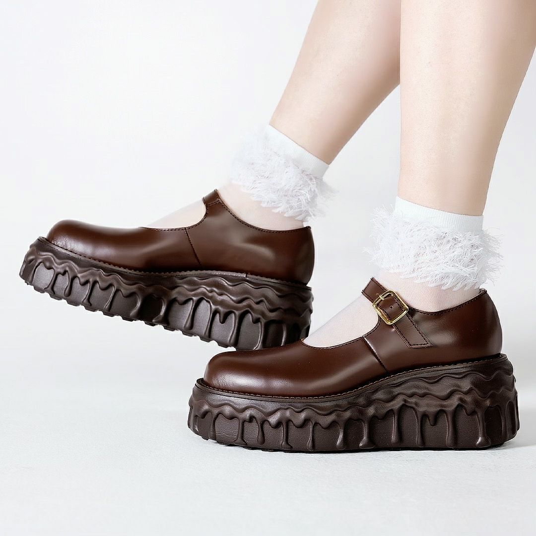 本革 メルティングチョコレート　メリージェーン（ブラウン） シューズ