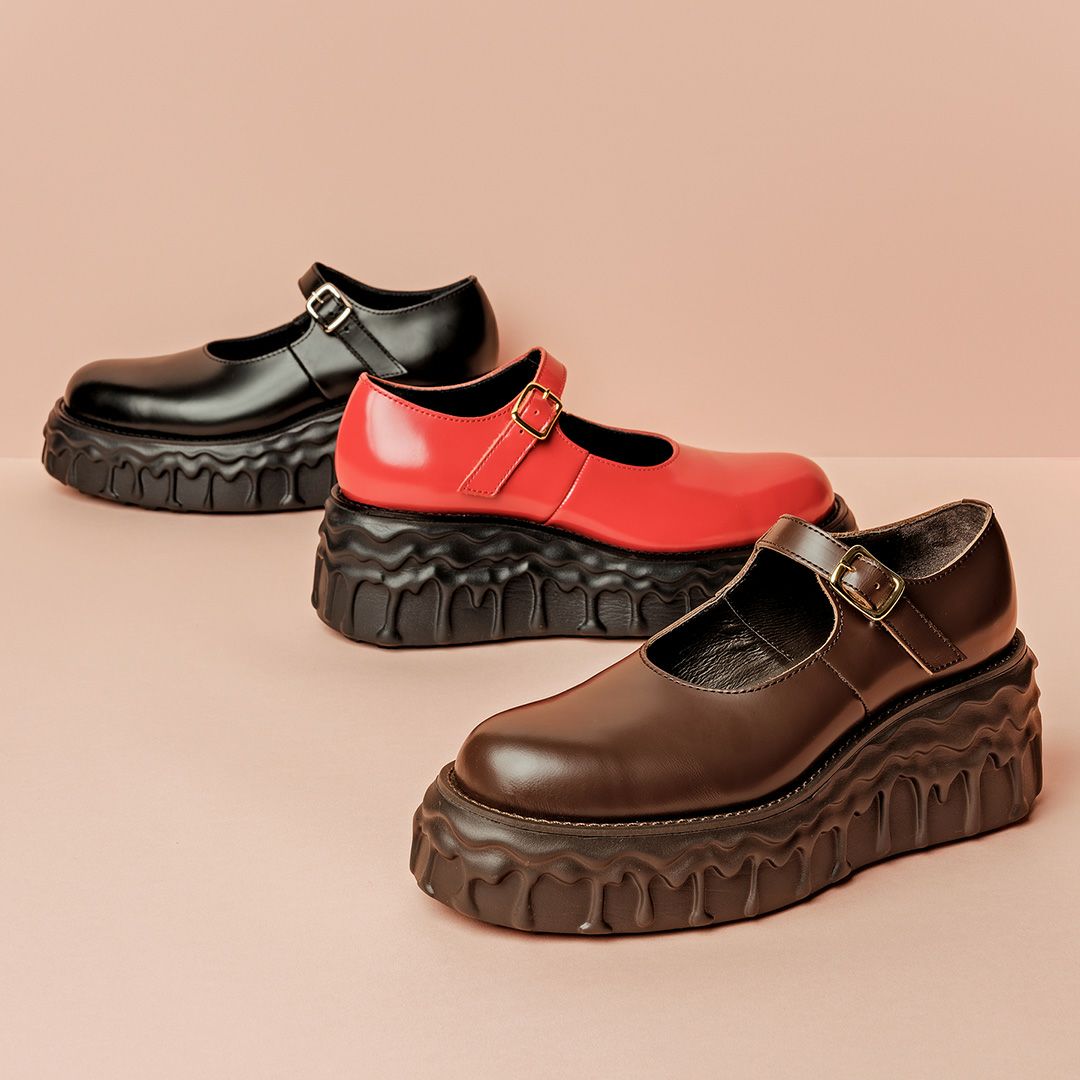 本革 メルティングチョコレート　メリージェーン（ブラウン） シューズ