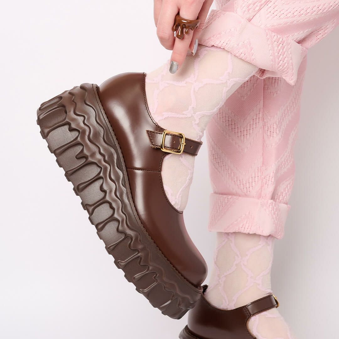 本革 メルティングチョコレート　メリージェーン（ブラウン） シューズ